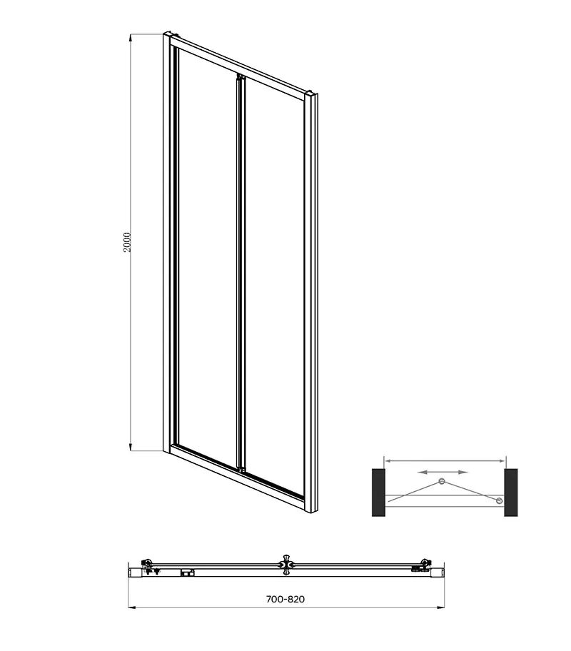 Framed Bi-Fold Swivel Wall to Wall Shower Screen Specification Framed Bi-Fold Swivel Wall to Wall Shower Screen Specification