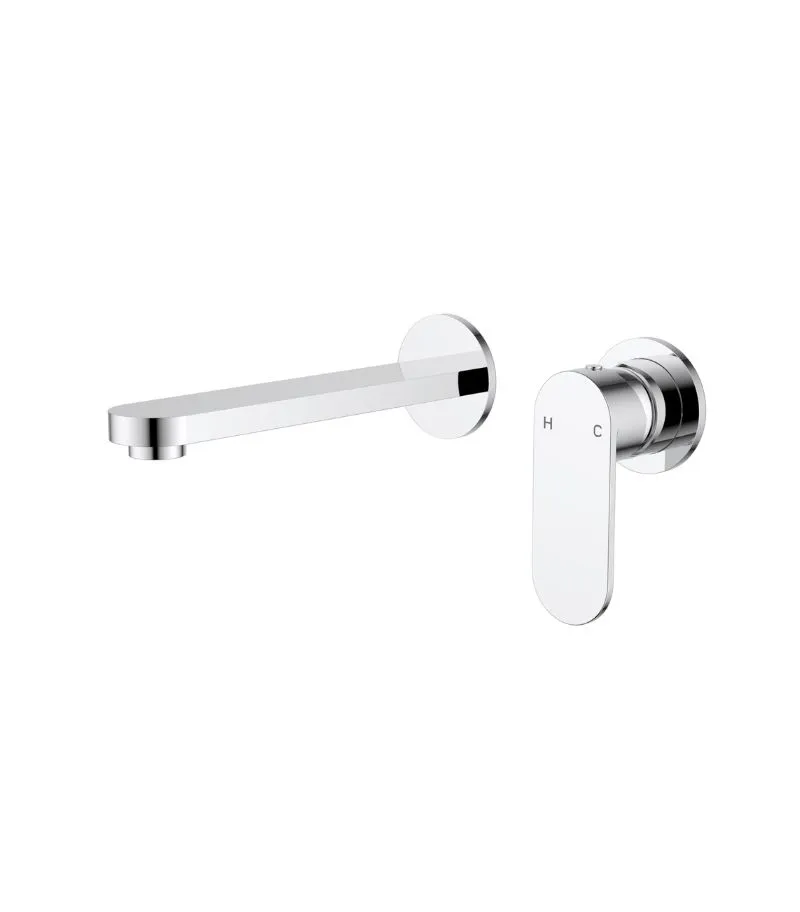 Sora Stainless Steel Wall-Mounted Basin/Bath Mixer on Separate Cover Plate Chrome