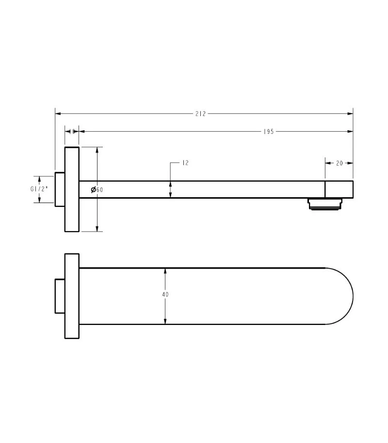 Sora Wall Mounted Basin or Bath Spout Specification