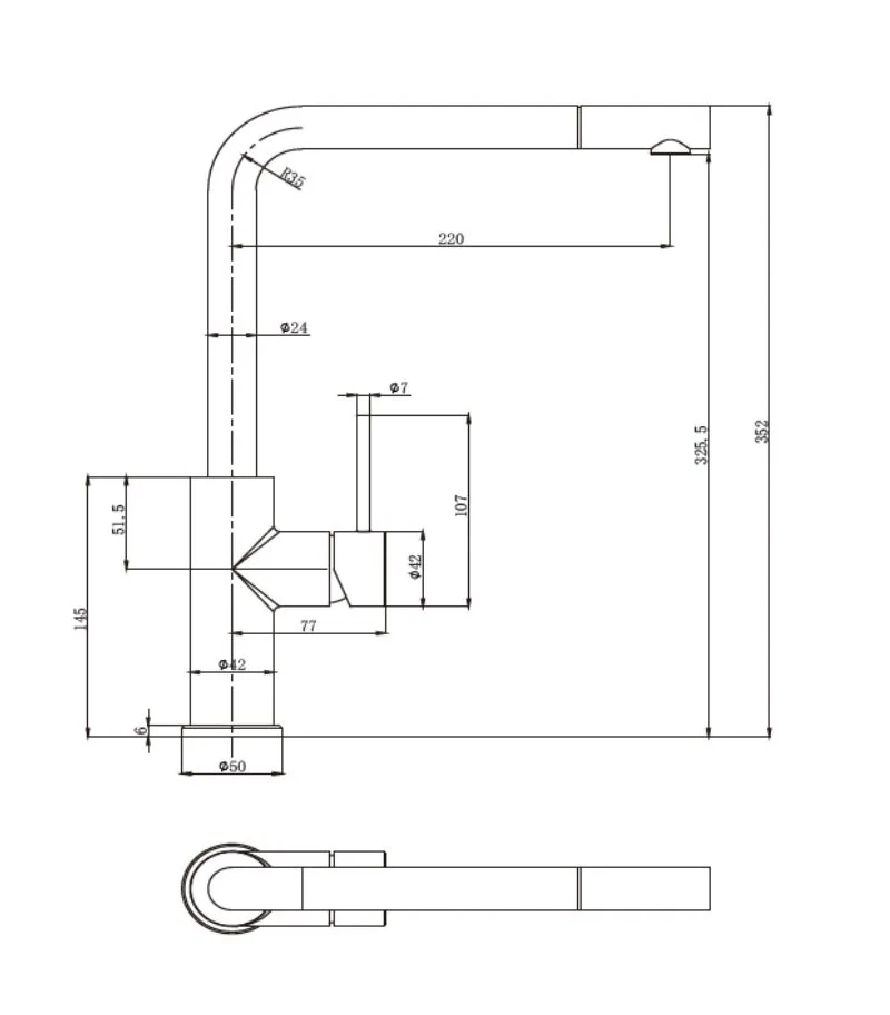 Otus Slimline Pull-Out Sink Mixer with Straight Spout - Specification