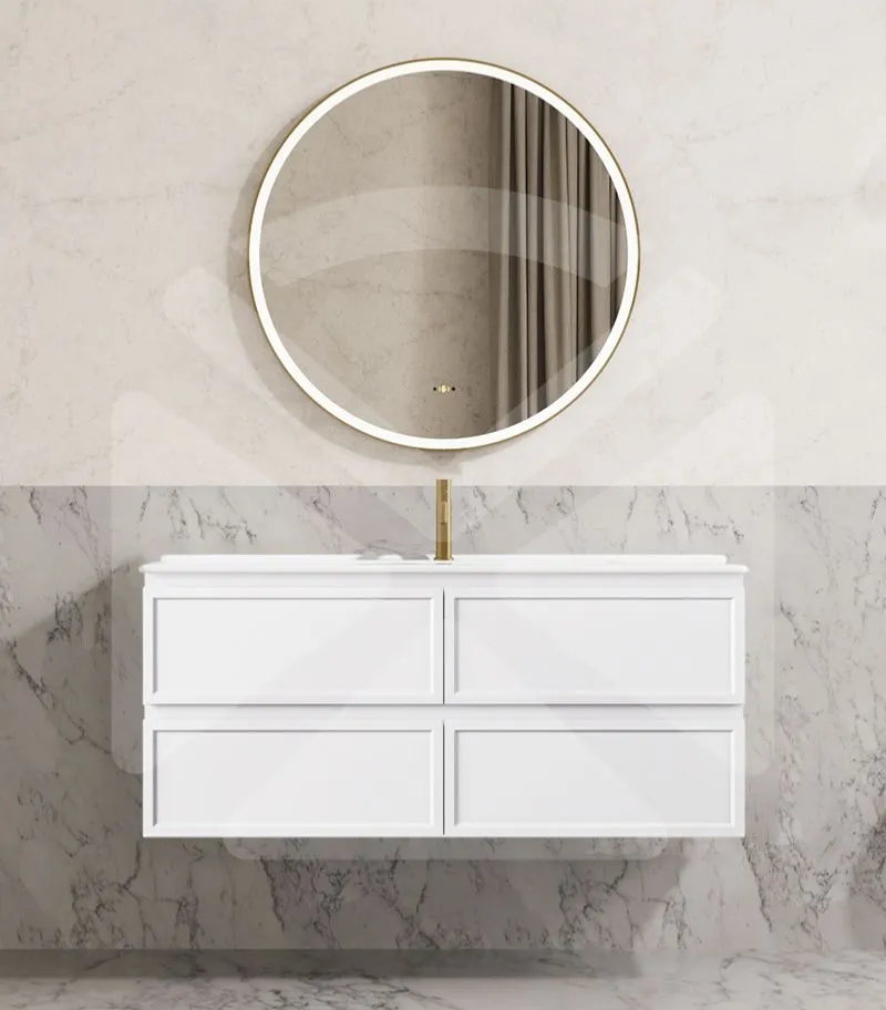 Hamilton 1200mm Single Bowl Wall Hung Vanity - Matt White with Ceramic Top