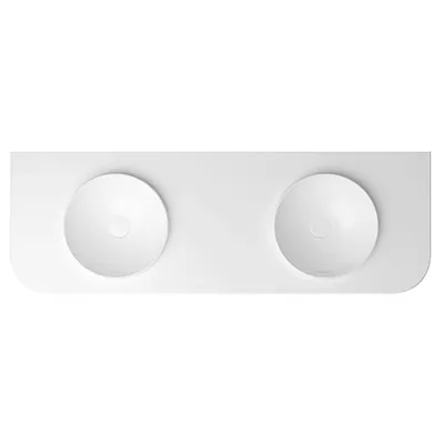 English Edge Pure White Stone Top - Solid Surface | Double Bowl Round Basin