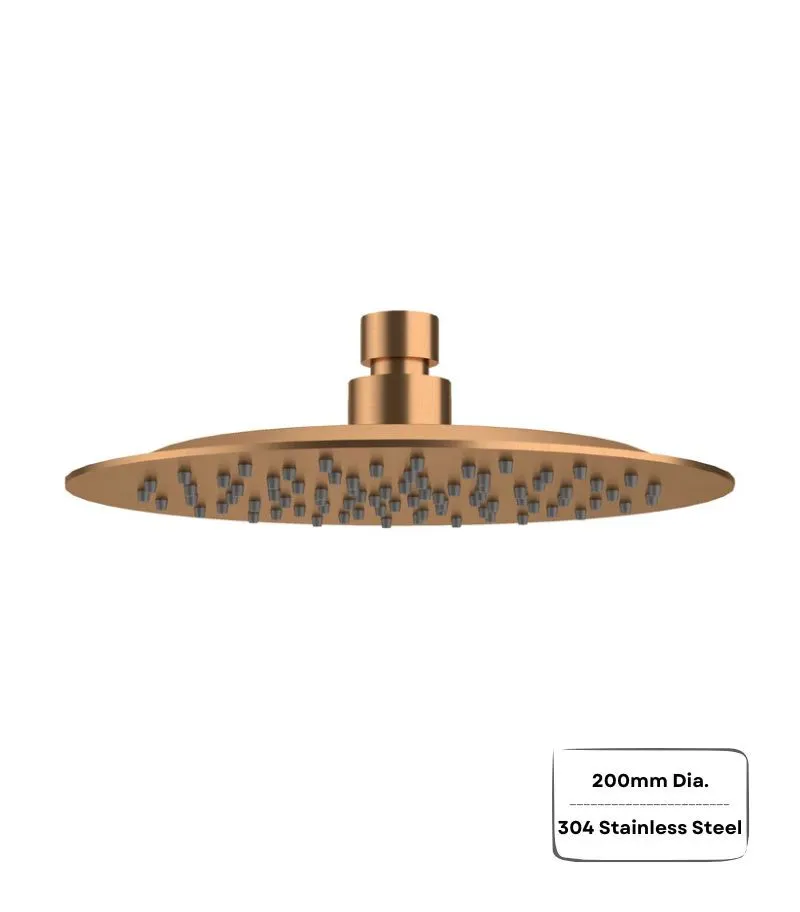 Amoza SST 200mm Shower Head - Brushed Copper