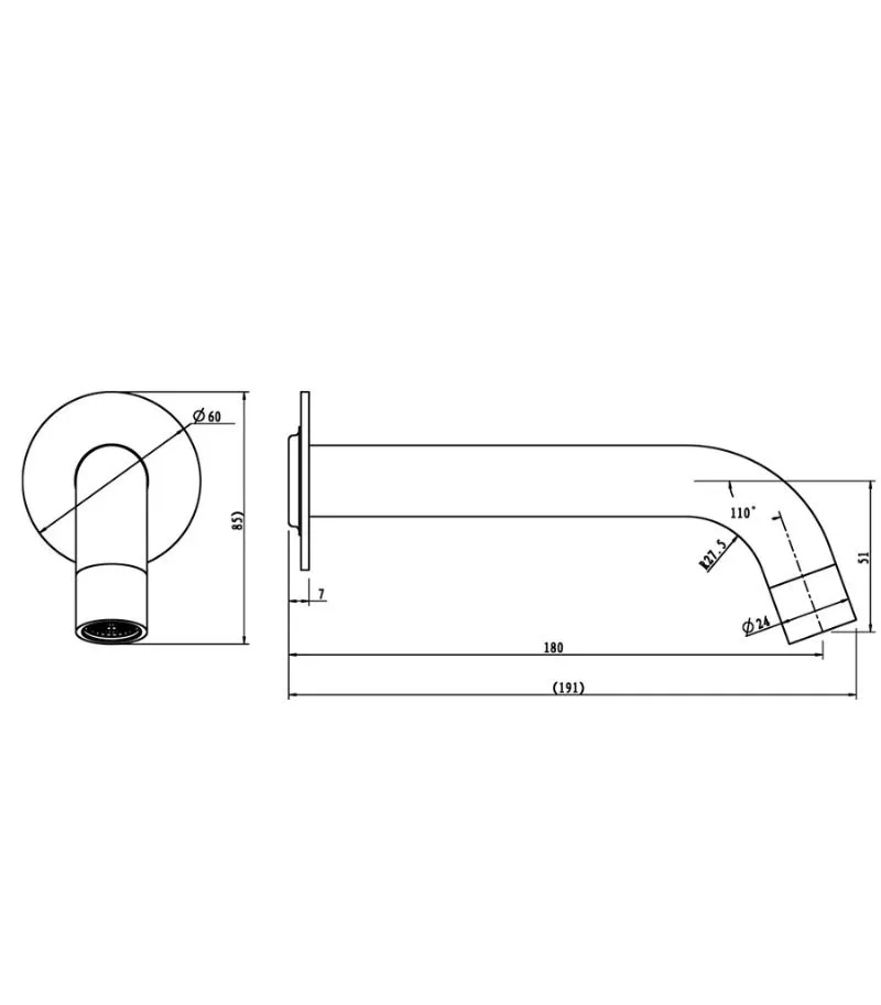 Lucid Pin Basin/Bath Spout - Specification
