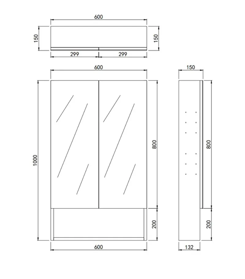 Clark 600mm Plywood Mirror Shaving Cabinet Specification