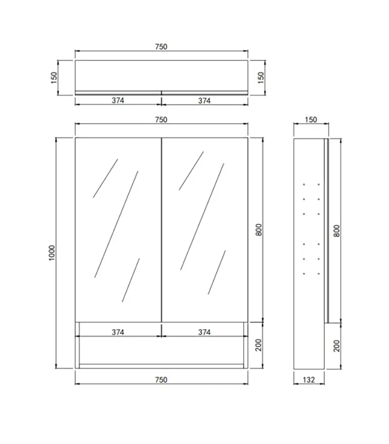 Clark 750mm Plywood Mirror Shaving Cabinet Specification