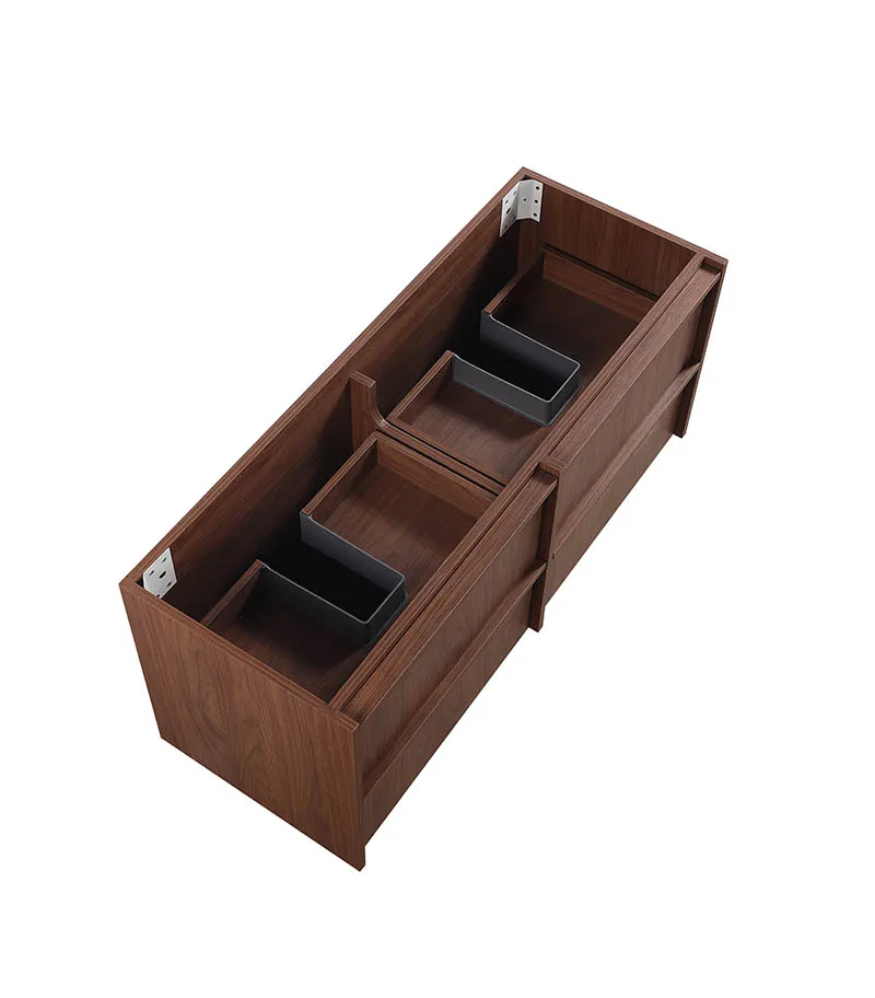 Ridgewood 1200mm Plywood Double Bowl Wall Hung Vanity - Mocha Oak Cabinet