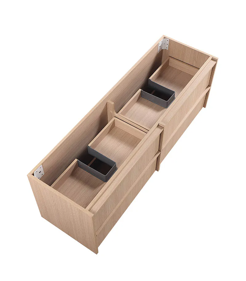 Ridgewood 1500mm Plywood Double Bowl Wall Hung Vanity - Sandy Oak Cabinet