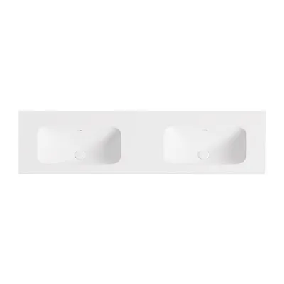 Solid Surface Stone Basin Matt White Double Bowl