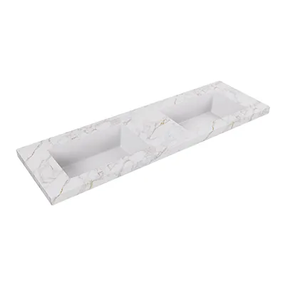 Callacatta White Sintered Stone Basin Double Bowl