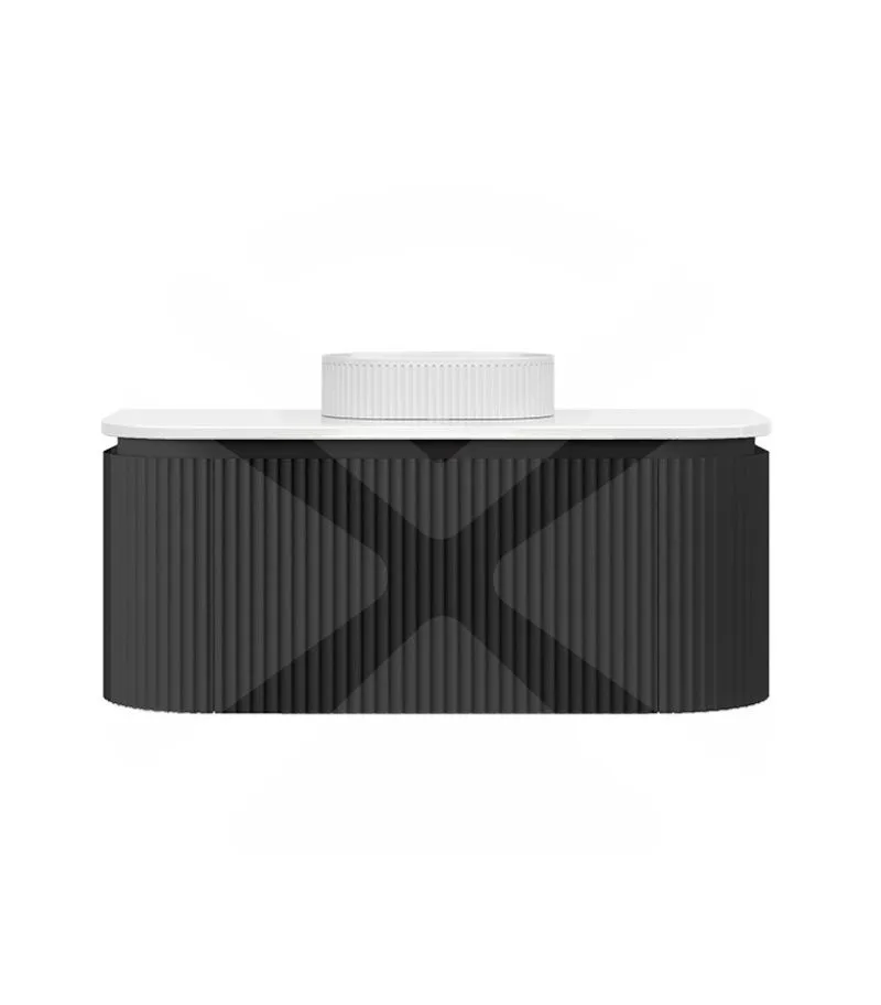 Estella 1200mm Single Bowl Wall Hung Vanity – Matt Black with Stone Top