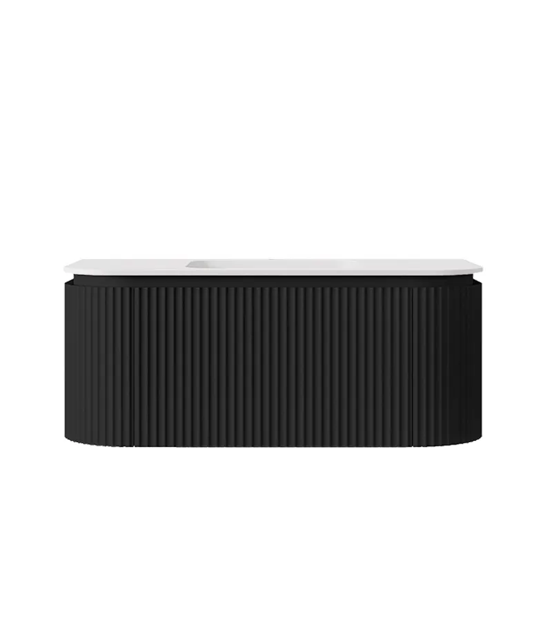 Estella 1200mm Single Bowl Wall Hung Vanity – Matt Black with Solid Stong Basin