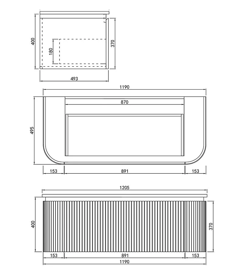 Estella 1200mm Wall Hung Vanity Sprcification