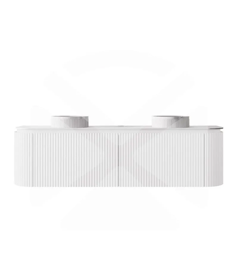 Estella 1500mm Double Bowl Wall Hung Vanity – Matt White with Stone Top