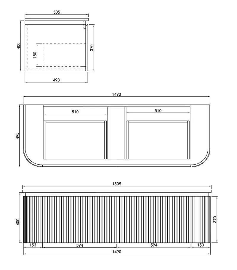 Estella 1500mm Wall Hung Vanity Specification