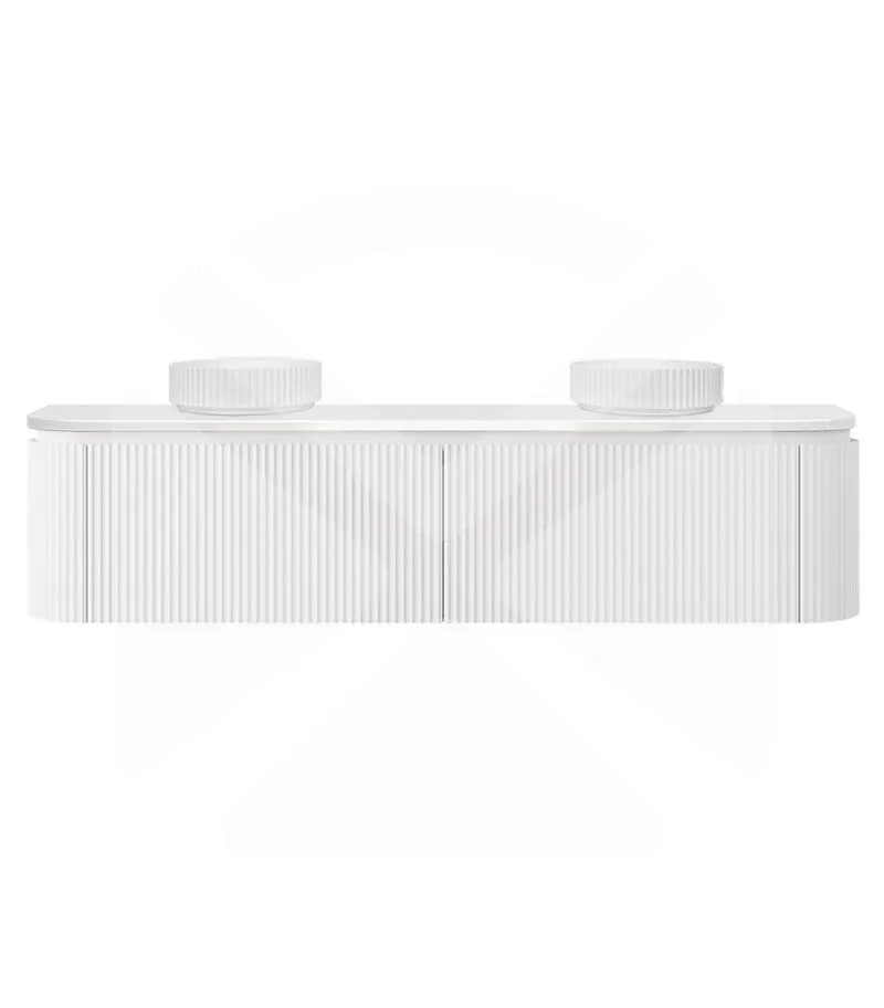 Estella 1800mm Double Bowl Wall Hung Vanity – Matt White with Stone Top