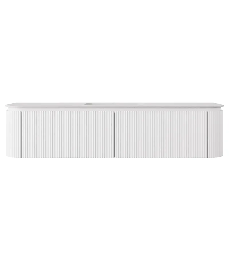 Estella 1800mm Single Bowl Wall Hung Vanity – Matt White with Solid Stone Basin