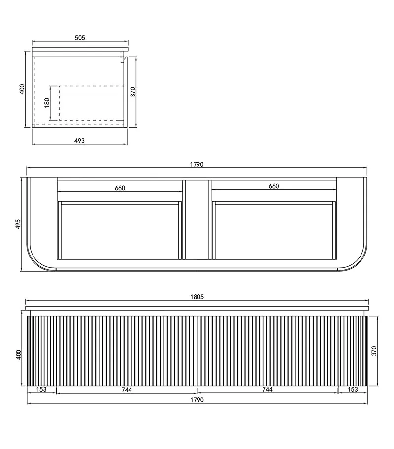 Estella 1800mm Wall Hung Vanity Specification
