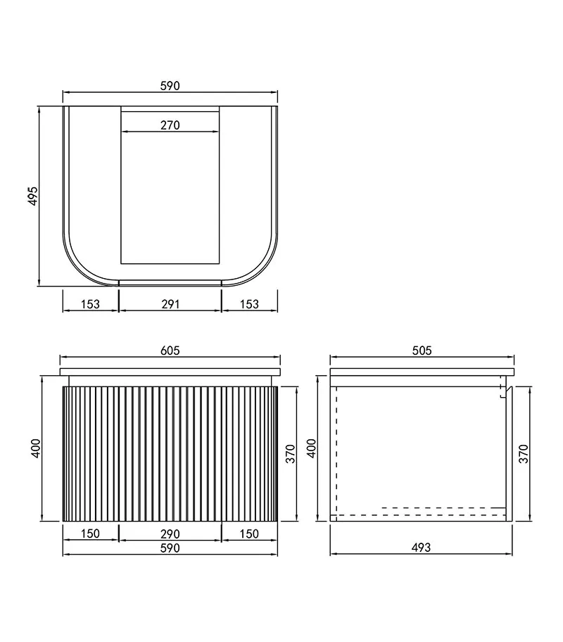 Estella 600mm Wall Hung Vanity Specification