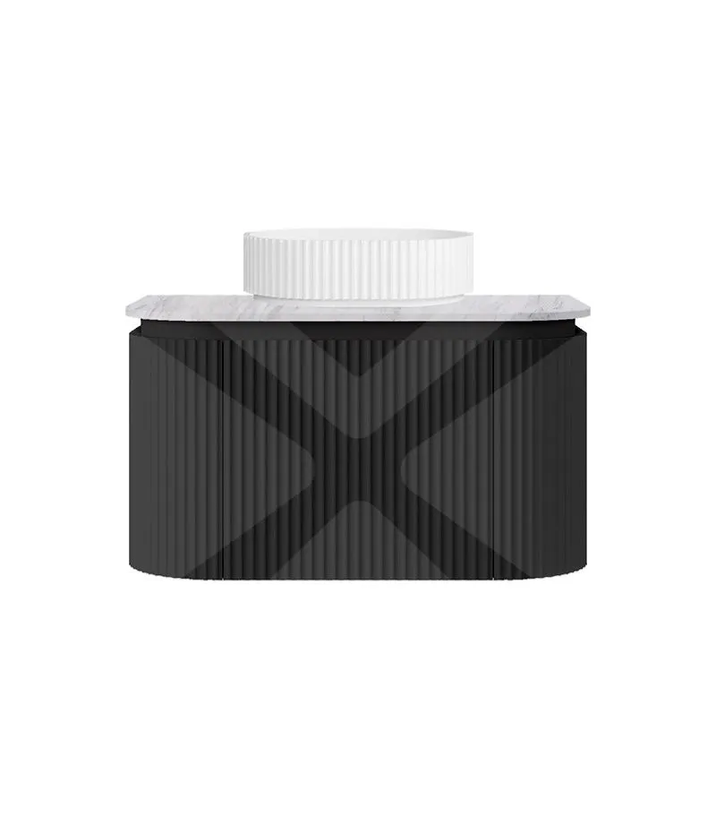 Estella 750mm Wall Hung Vanity – Matt Black with Marble Stone Top