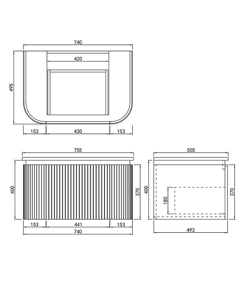 Estella 750mm Wall Hung Vanity Specification