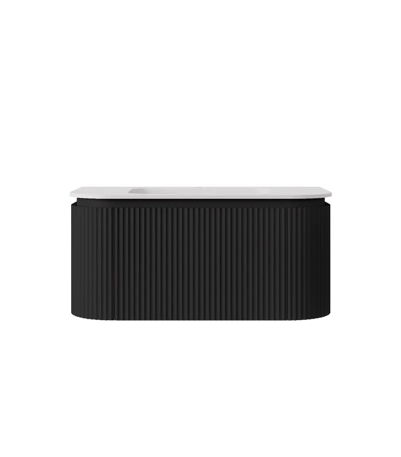 Estella 900mm Wall Hung Vanity – Matt Black with Solid Stone Basin