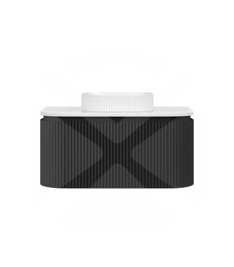 Estella 900mm Wall Hung Vanity – Matt Black with Stone Top