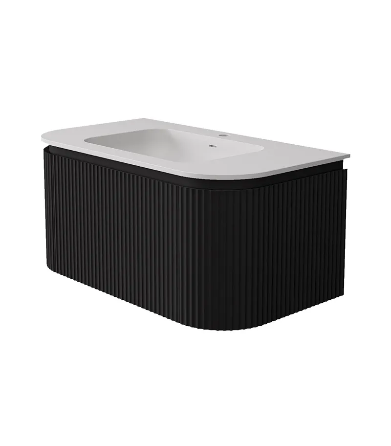 Estella 900mm Wall Hung Vanity – Matt Black side view