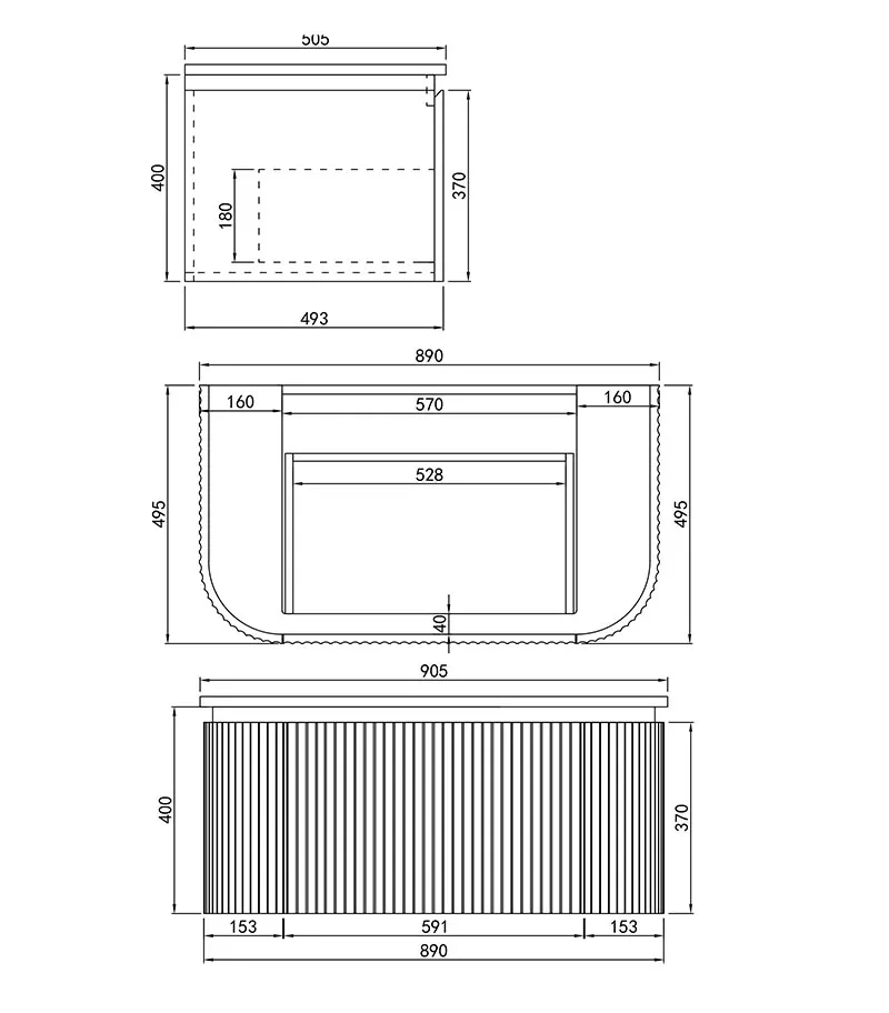 Estella 900mm Wall Hung Vanity Specification