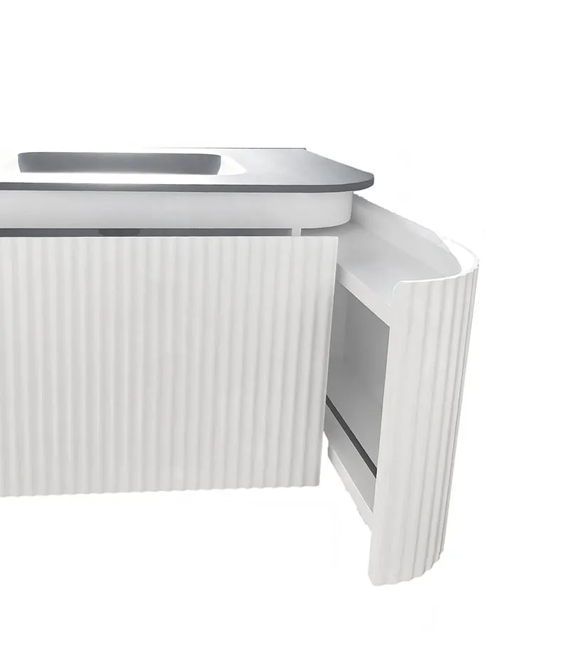 Estella 600mm Wall Hung Vanity - Matt White open door